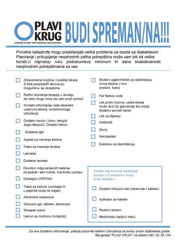 Budi spreman! Za sve osobe sa dijabetesom – priprema za vanredne situacije