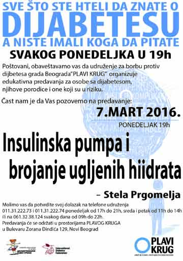 Predavanje: insulinska pumpa i brojanje ugljenih hidrata
