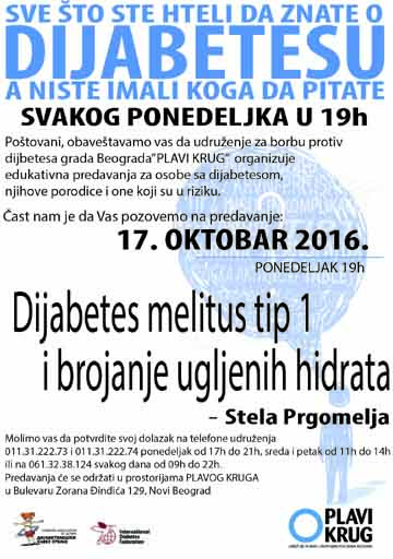 Predavanje: dijabetes tip 1 i brojanje ugljenih hidrata